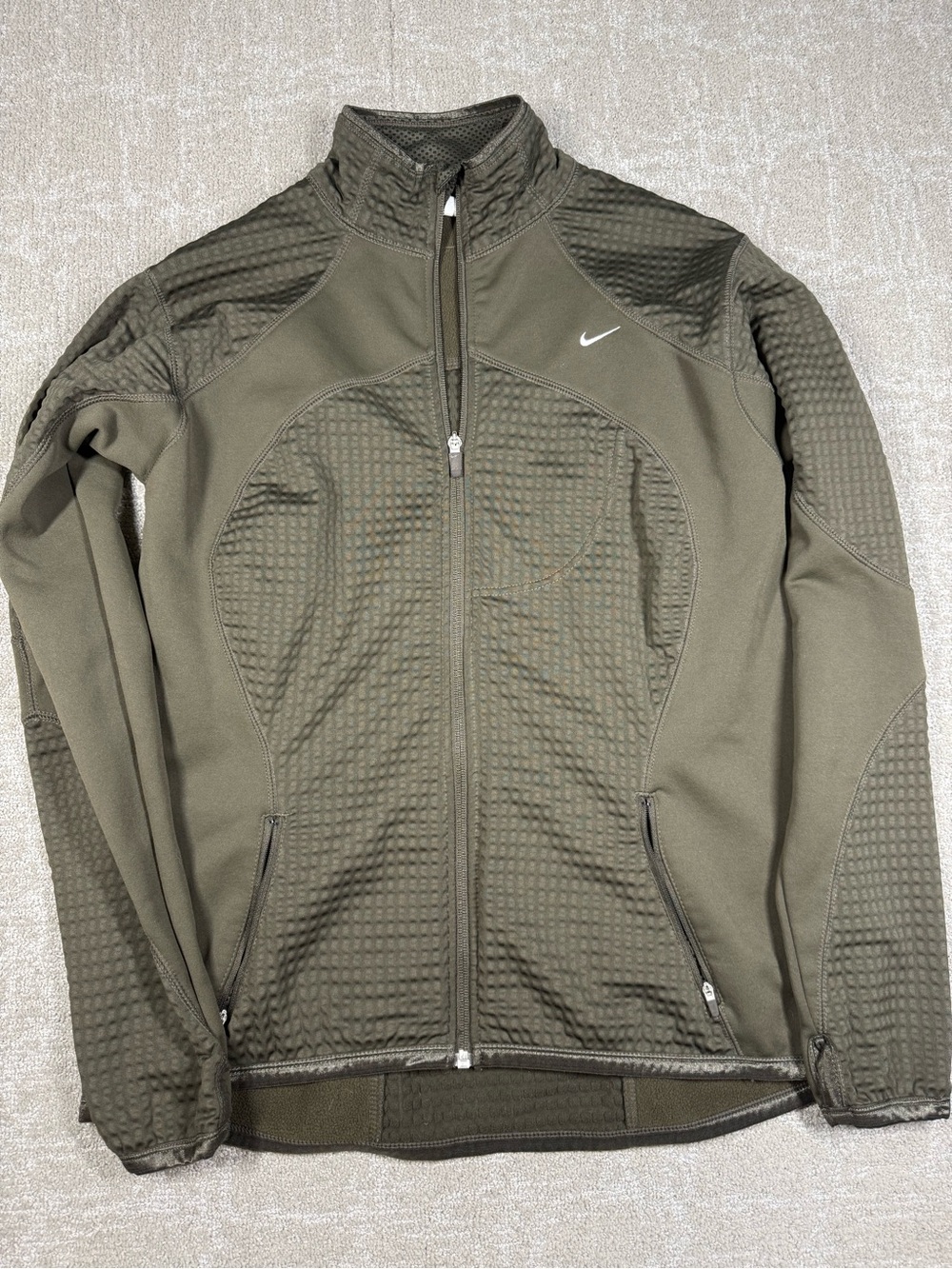 Nike Olive Green Thermal Full Zip Sweater Jacket Active Size XL